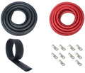 4/0 Gauge Welding Battery Cable Kit - Includes 10 pieces of 3/8" Tinned Copper Cable Lugs and 3 Feet Black Heat Shrink Tubing